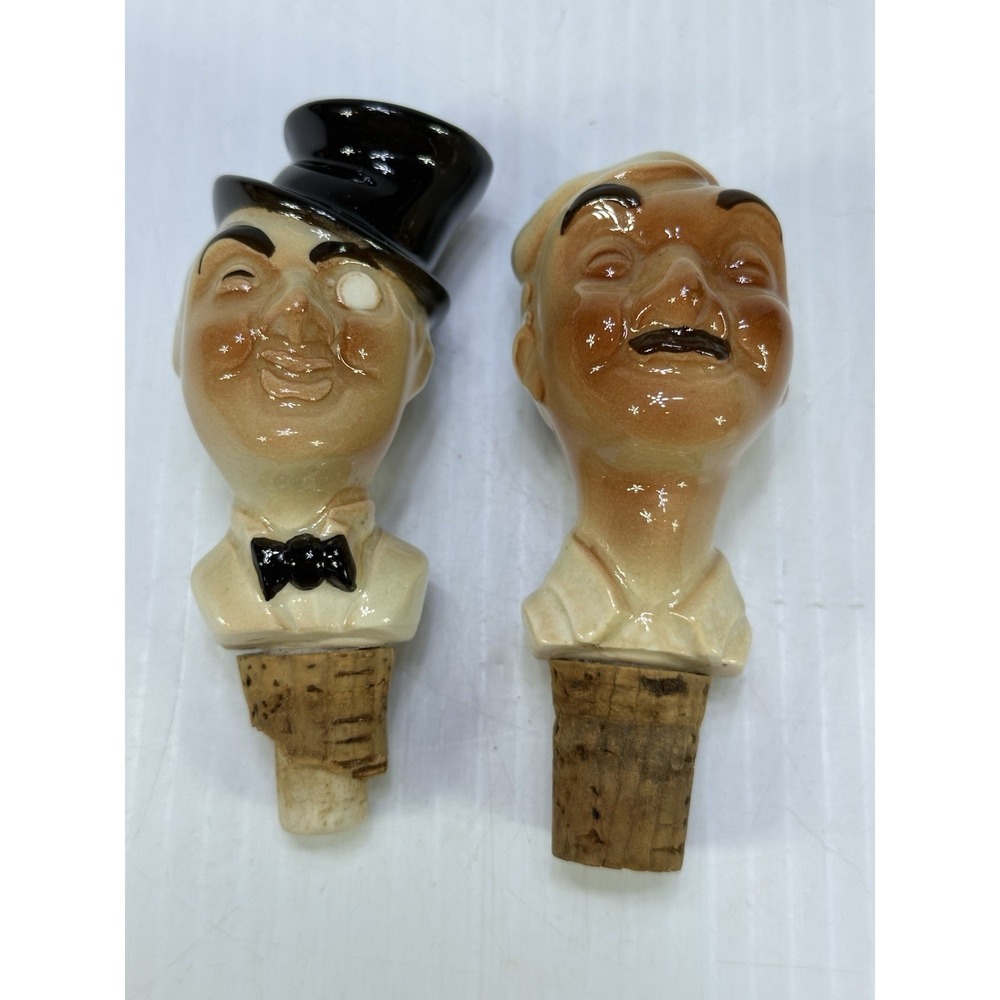 Ceramic Liquor Wine Stopper Formal Gentleman Top Hat Bowtie French Man Beret Hat